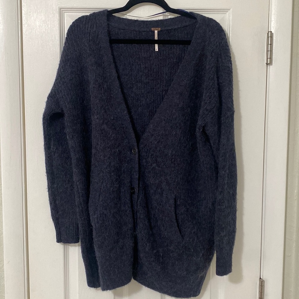 Free People Button Down Cardigan Navy